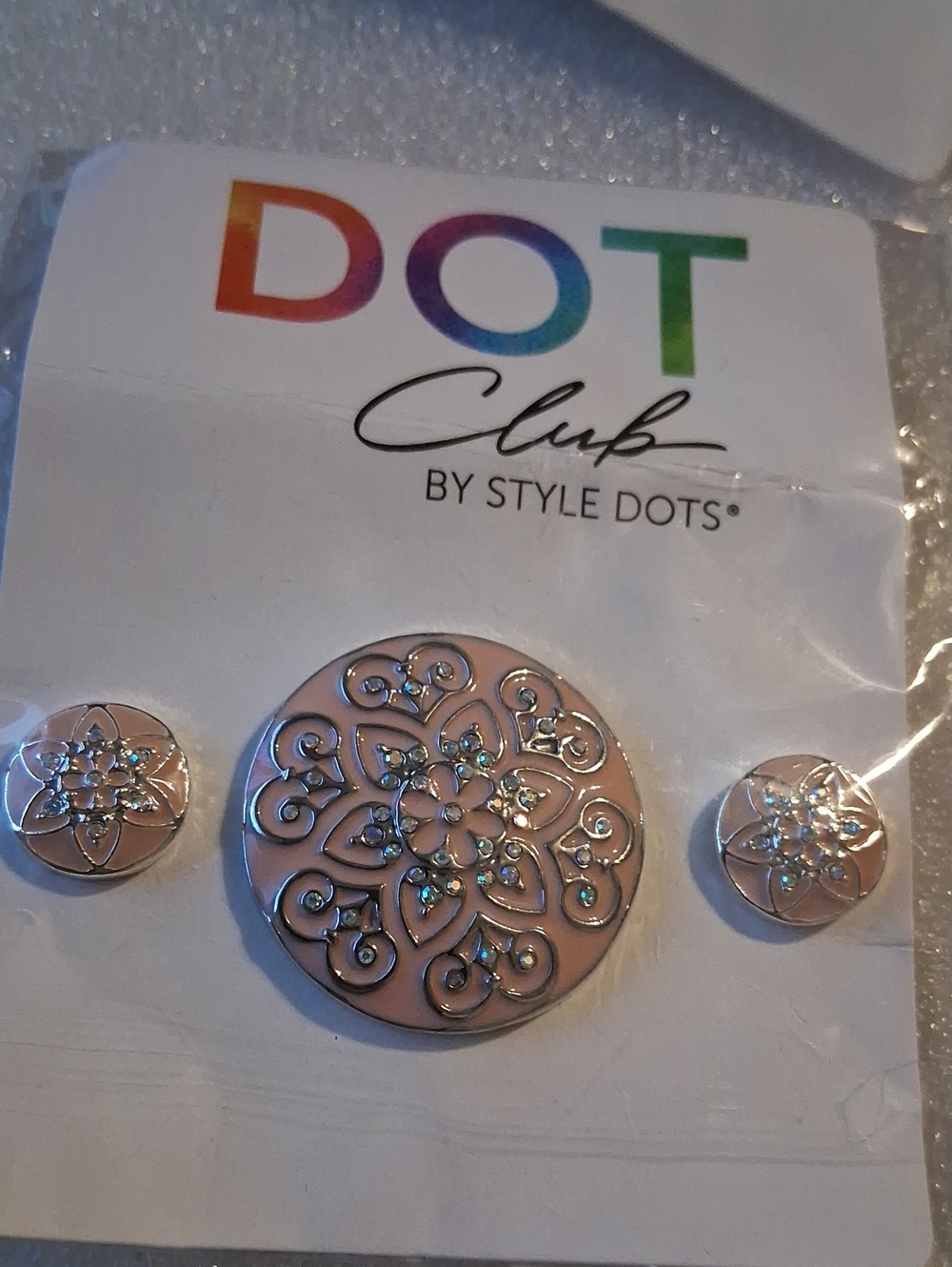 1. New Pink Enamel and Crystal Style Dots. Dot Club Set.